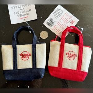 Trader Joe's Mini Canvas Tote Coin Pouches - Red & Navy